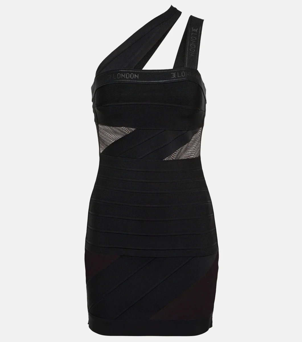 David Koma Black One Shoulder Bandage Mini Dress - Imagen 2