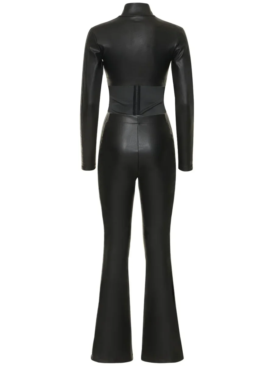 Wolford Black Mighty 80s Vegan Leather Jumpsuit - Imagen 3