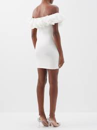 Alexandra Vauthier Bridal White Voluminous Ruffle Neckline Off Shoulder Mini Dress - Imagen 5