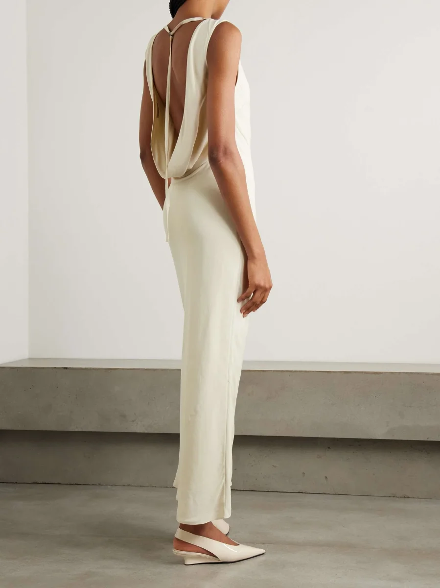 St Agni Dove Ivory Draped Cowl Dress - Imagen 4
