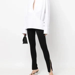 MAXIMILIAN DAVIS White Midnight Plastron Wrap Cotton Poplin Shirt