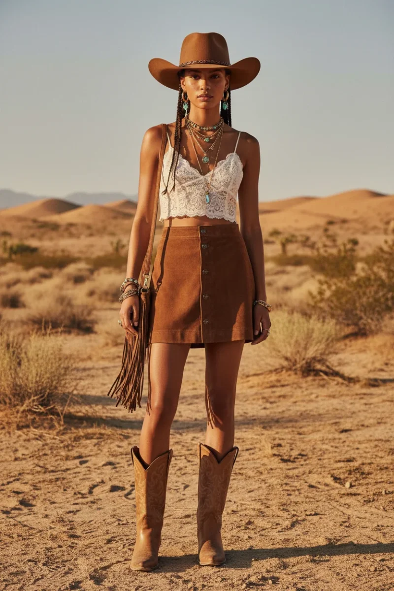 Polo Ralph Lauren Suede Buttoned Brown Miniskirt - Imagen 2