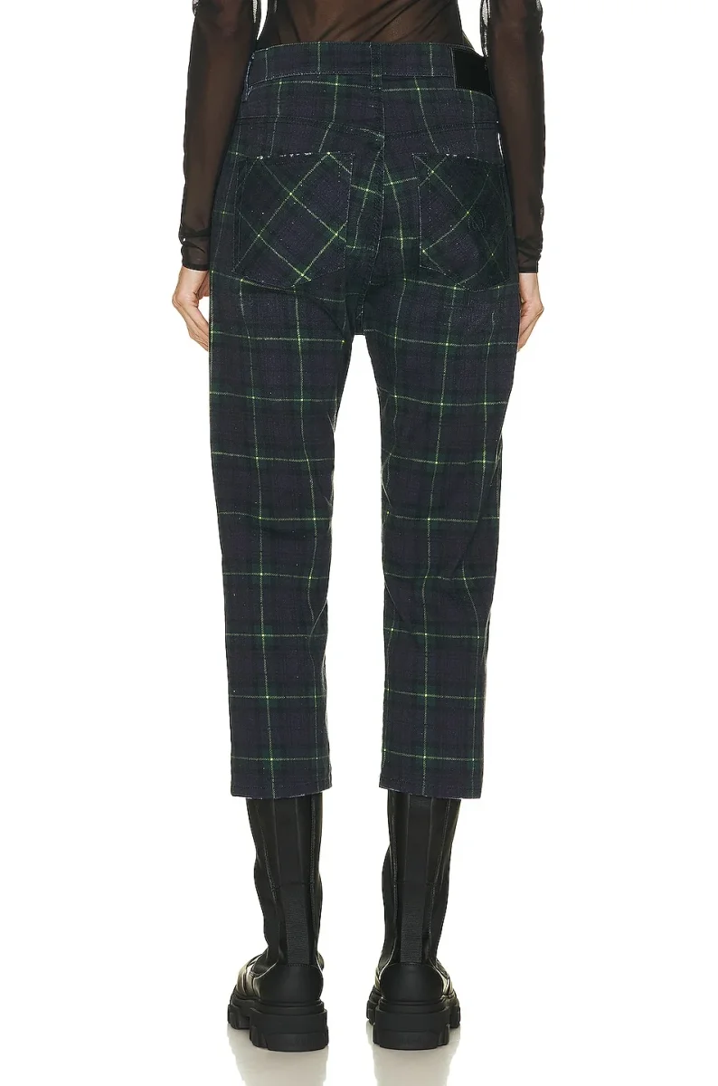 R13 Womens Lisa Baggy Tailored Drop Tartan Green Navy Pants Trousers - Imagen 6