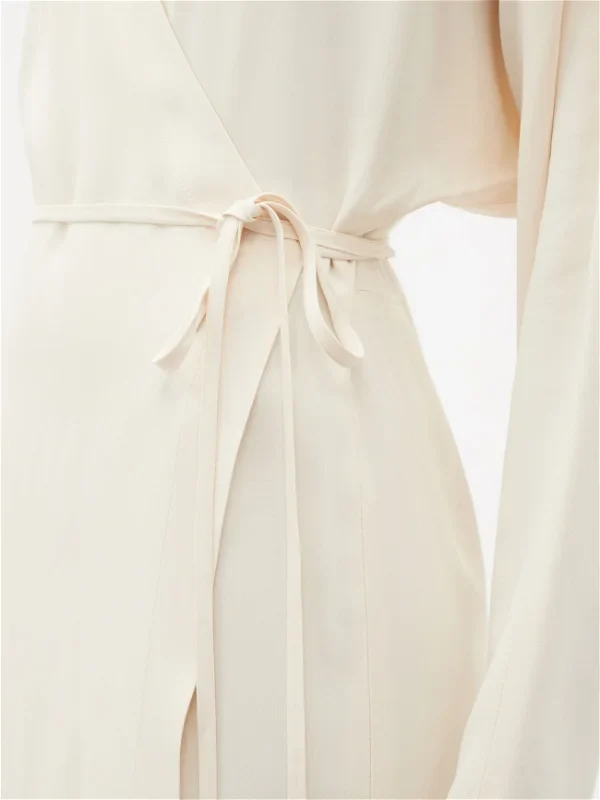 RAEY Cream Dolman-Sleeve Side-Split Wrap Dress - Imagen 8