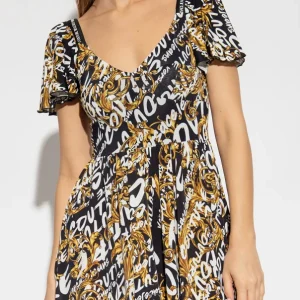 Versace Jeans Couture Allover Brand Logo Print Baroque Mini Playsuit