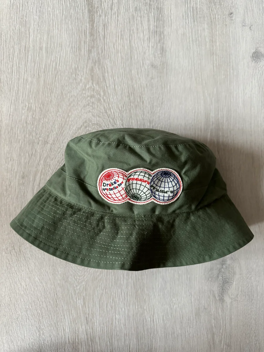 Drake's Green Waxed Cotton Bucket Hat - Imagen 6