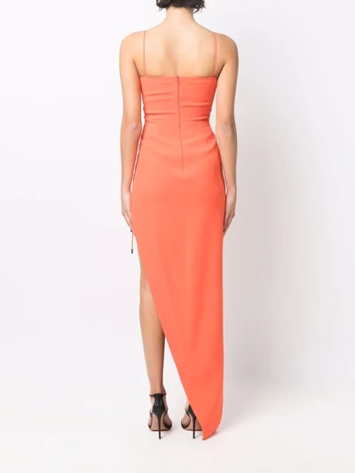 David Koma Orange Lace-up Side-slit Crepe Gown - Imagen 7