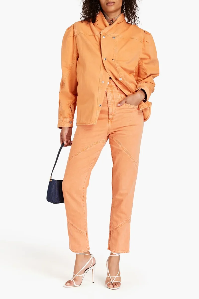 Isabel Marant Espera Orange Sunset Denim Long Sleeve Top - Imagen 4