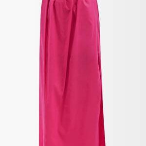 RAEY Gathered-Waist Side-Slit Taffeta Maxi Skirt