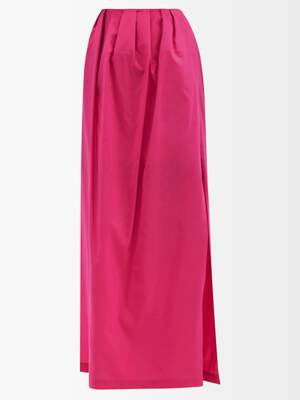 RAEY Gathered-Waist Side-Slit Taffeta Maxi Skirt