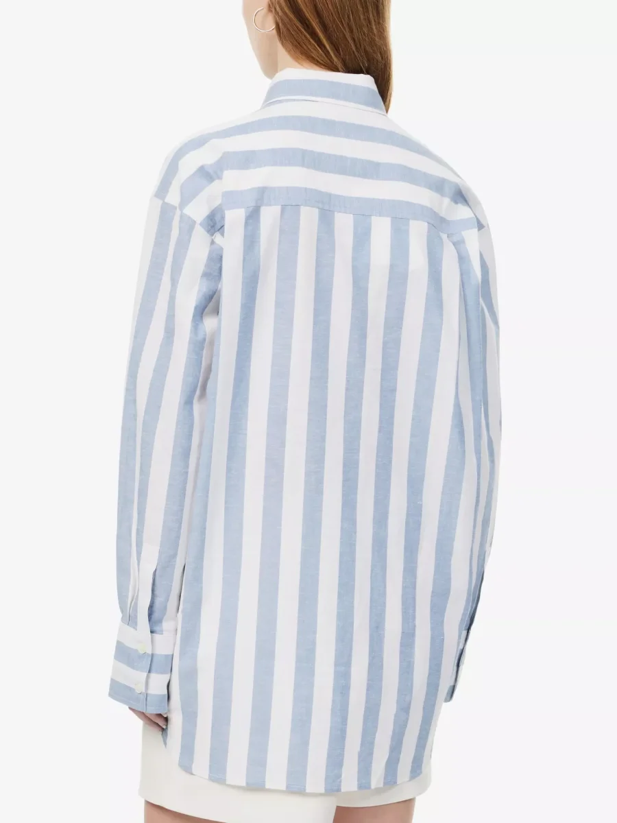 Anine Bing White Blue Striped Plaza Oversized Shirt - Imagen 5
