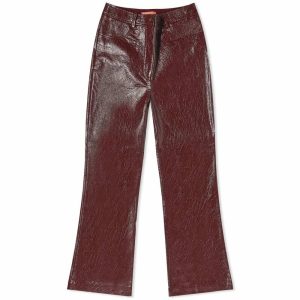 KITRI Nadia Brown Vinyl Flared Trousers