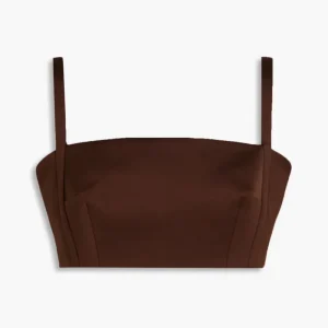 EMILIA WICKSTEAD Fabiola Brown Duchess Satin Crop Top