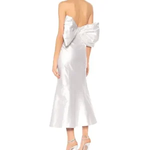 Rasario Bridal White Large Bow Back Strapless Wedding Dress
