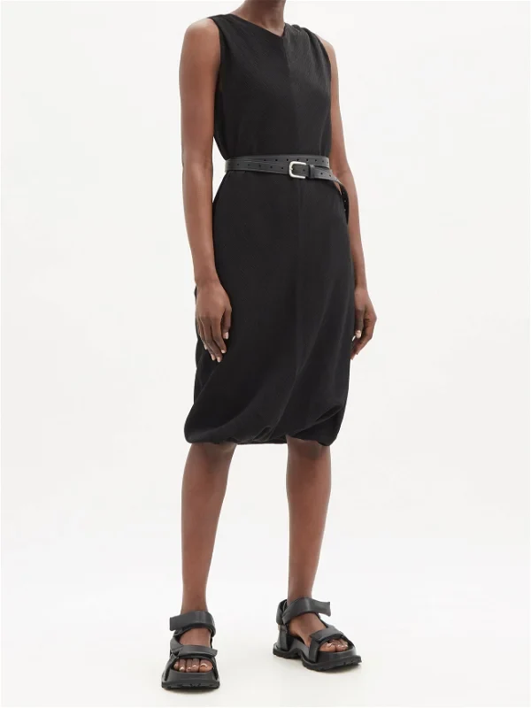 Raey Black Crinkled Silk Crepe Shift Dress - Imagen 6