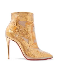 Christian Louboutin Booty Cap 100 Creased-Foil Perspex Ankle Boots (EU 35) - Imagen 3
