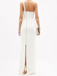 Roland Mouret White Warrington One Shoulder Ruffle Petal Column Gown - Imagen 4