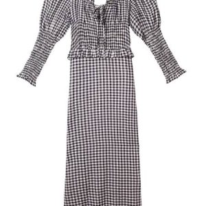 Rixo London Bekki Gingham Check Print Relaxed Midi Dress