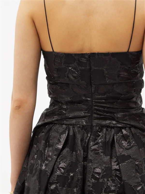 CECILIE BAHNSEN Jeorge Black Floral Print Woven Midi Dress - Imagen 7