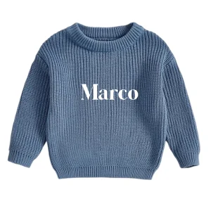 Jersey azul denim con nombre bordado