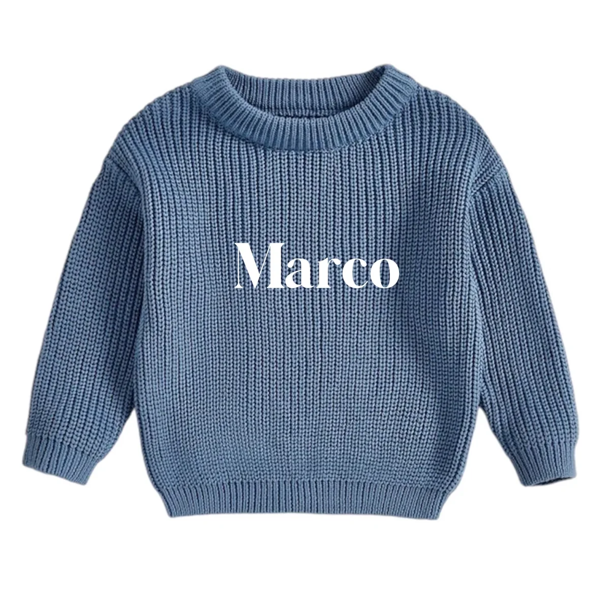 Jersey azul denim con nombre bordado