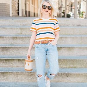 MADEWELL Easy Crop Tee Shirt in Beatrice Stripe
