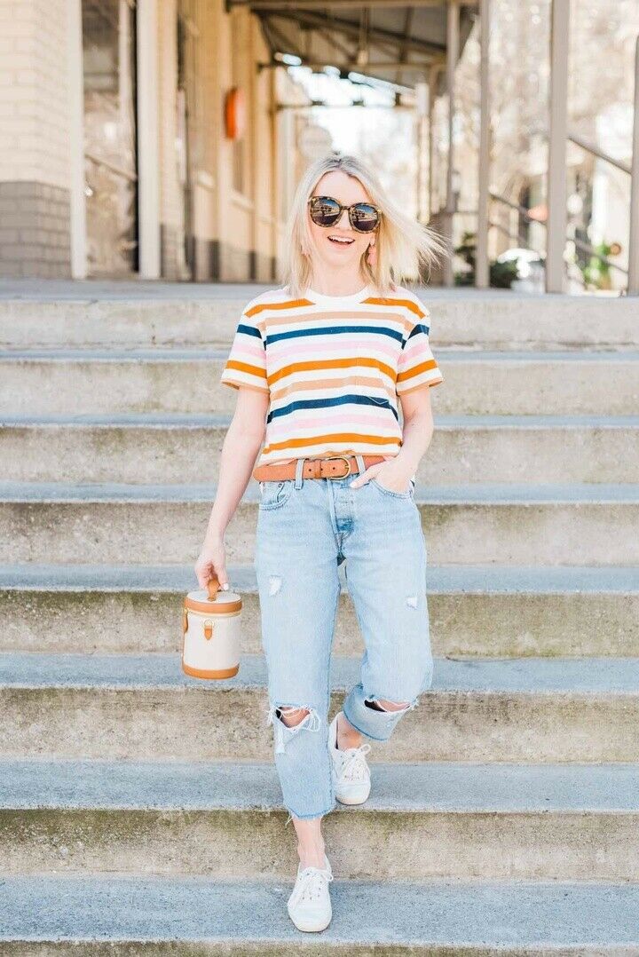 MADEWELL Easy Crop Tee Shirt in Beatrice Stripe - Imagen 2
