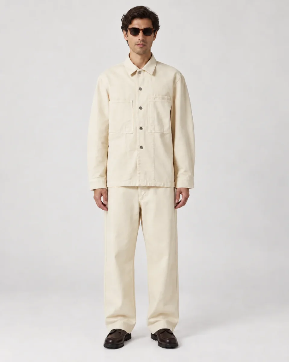 Lemaire Cream Workwear Over Shirt Denim Jacket - Imagen 3