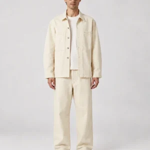 Lemaire Cream Workwear Over Shirt Denim Jacket