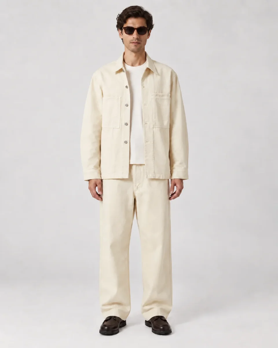 Lemaire Cream Workwear Over Shirt Denim Jacket - Imagen 2