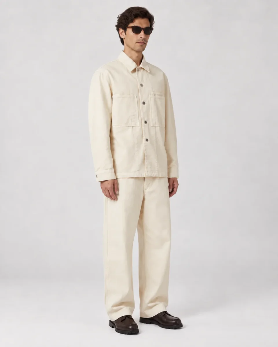 Lemaire Cream Workwear Over Shirt Denim Jacket - Imagen 4