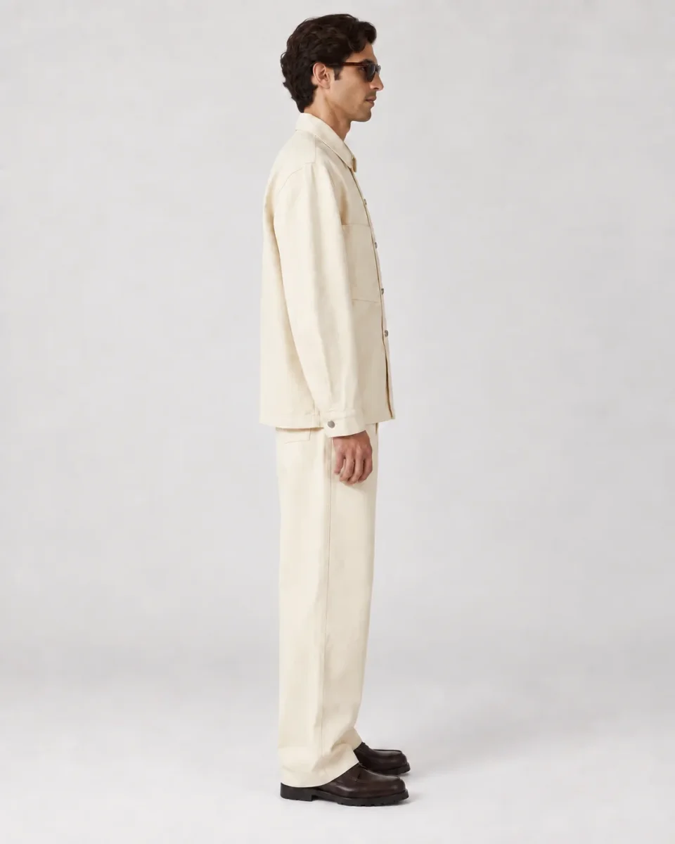 Lemaire Cream Workwear Over Shirt Denim Jacket - Imagen 5