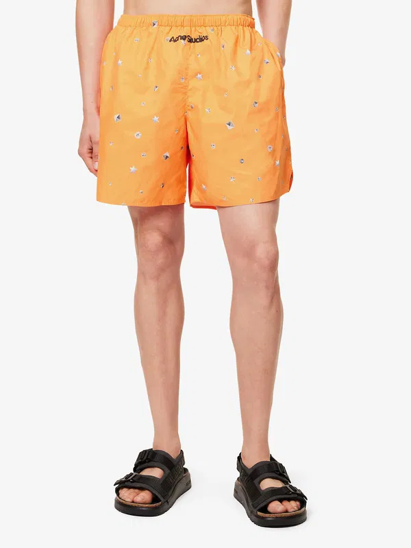 Acne Studios Orange Printed Swimshorts Stud-print Ripstop - Imagen 4