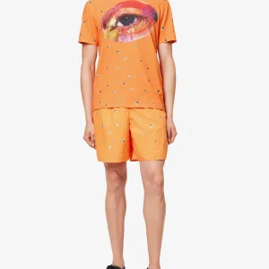Acne Studios Orange Printed Swimshorts Stud-print Ripstop