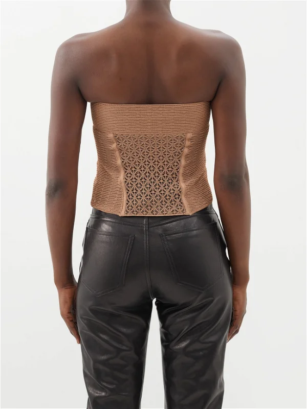 KHAITE The Lori Lace Almond Brown Corset Top - Imagen 5