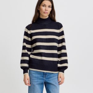 Jersey cuello subido rayas blancas