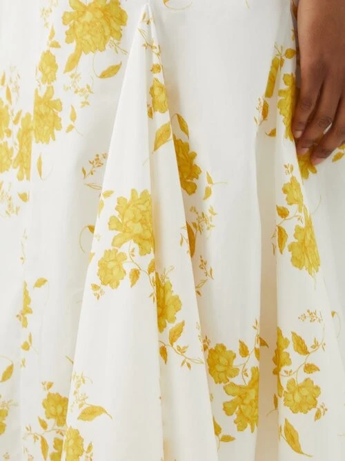 Emilia Wickstead Marita Floral-print Cotton-poplin Yellow White Square Neck Dress - Imagen 3