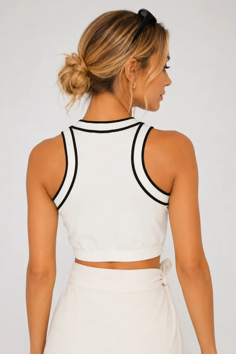 Max Mara Ivory Stripe Detail Cotton Knit Ruggero Top - Imagen 6