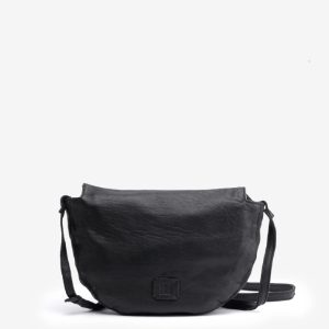 Bolso media luna piel pequeño bandolera color negro