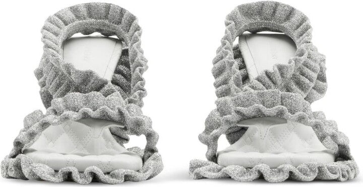 Burberry Metallic Ruff Sandals Silver - Imagen 3