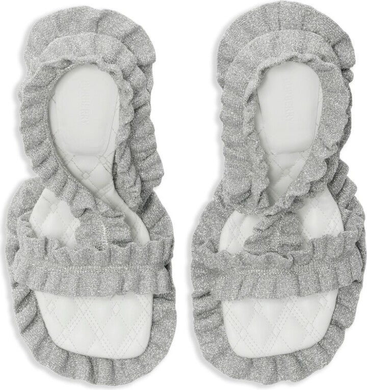 Burberry Metallic Ruff Sandals Silver - Imagen 5