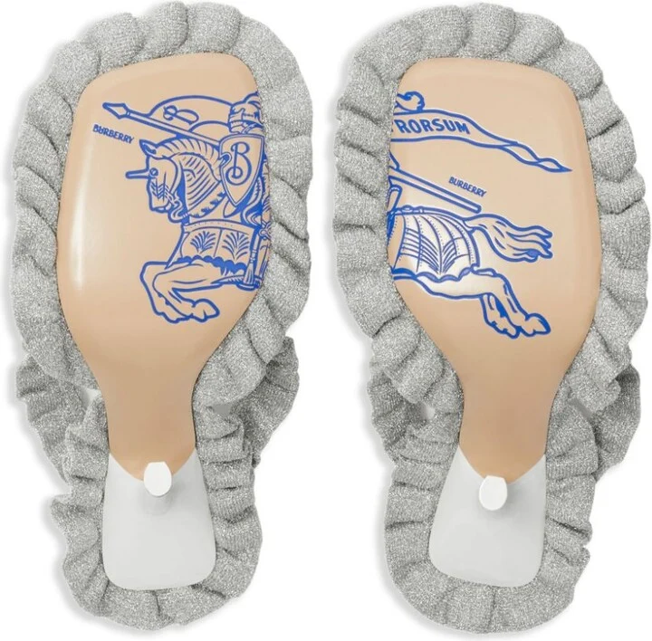 Burberry Metallic Ruff Sandals Silver - Imagen 6