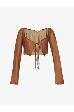 MIRROR PALAIS Brown Sheer Sik-Tie Corset Cover Top