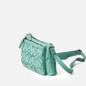 Bolso bandolera frente trenzado turquesa