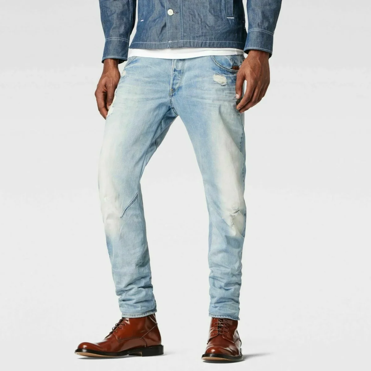 G-Star Arc 3D Slim Frinn Denim Light Aged Destroy Jeans