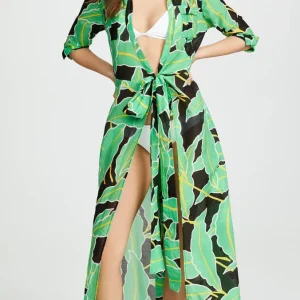 Diane Von Furstenberg DVF Wrap Dress In Windsor Floral Palm Green Print
