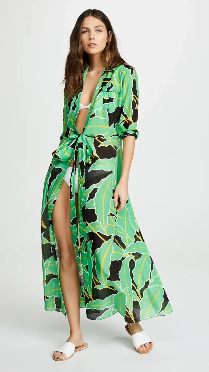 Diane Von Furstenberg DVF Wrap Dress In Windsor Floral Palm Green Print - Imagen 3