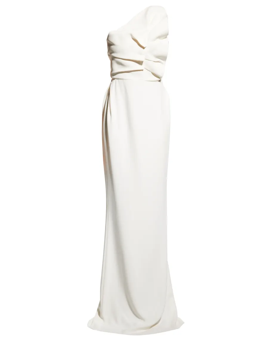 Roland Mouret White Warrington One Shoulder Ruffle Petal Column Gown - Imagen 5