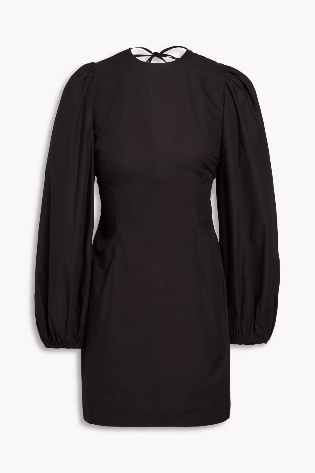 Ganni Black Cotton Poplin Open Back Mini Dress - Imagen 4