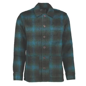 PERCIVAL Men Rexford Blue Black Check Blanket Chore Jacket